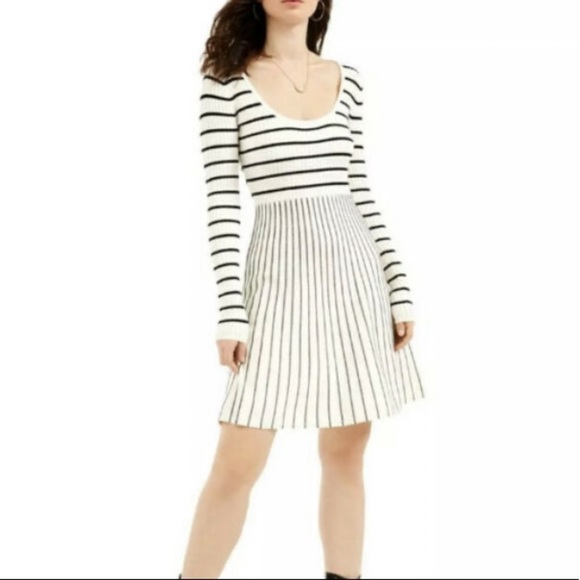 Guess fit flare long sleeve stripe Nash dress - Picture 1 of 6